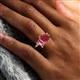 6 - Nadya Pear Shape Lab Created Ruby & Emerald Shape Pink Tourmaline 2 Stone Duo Ring 