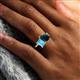 6 - Nadya Pear Shape London Blue Topaz & Emerald Shape Blue Topaz 2 Stone Duo Ring 