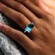 6 - Nadya Pear Shape London Blue Topaz & Emerald Shape Blue Topaz 2 Stone Duo Ring 