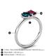 5 - Nadya Pear Shape London Blue Topaz & Emerald Shape Rhodolite Garnet 2 Stone Duo Ring 