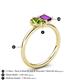 5 - Nadya Pear Shape Peridot & Emerald Shape Amethyst 2 Stone Duo Ring 