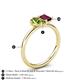 5 - Nadya Pear Shape Peridot & Emerald Shape Rhodolite Garnet 2 Stone Duo Ring 