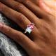 6 - Nadya Pear Shape Pink Tourmaline & Emerald Shape Aquamarine 2 Stone Duo Ring 