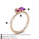 5 - Nadya Pear Shape Pink Tourmaline & Emerald Shape Amethyst 2 Stone Duo Ring 