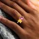 6 - Nadya Pear Shape Pink Tourmaline & Emerald Shape Citrine 2 Stone Duo Ring 