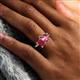 6 - Nadya Pear Shape Pink Tourmaline & Emerald Shape Ruby 2 Stone Duo Ring 