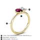 5 - Nadya Pear Shape Rhodolite Garnet & Emerald Shape GIA Certified Diamond 2 Stone Duo Ring 