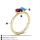 5 - Nadya Pear Shape Rhodolite Garnet & Emerald Shape Blue Topaz 2 Stone Duo Ring 