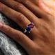 6 - Nadya Pear Shape Rhodolite Garnet & Emerald Shape Blue Sapphire 2 Stone Duo Ring 