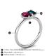 5 - Nadya Pear Shape Rhodolite Garnet & Emerald Shape London Blue Topaz 2 Stone Duo Ring 