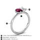 5 - Nadya Pear Shape Rhodolite Garnet & Emerald Shape White Sapphire 2 Stone Duo Ring 