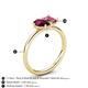 5 - Nadya Pear Shape Rhodolite Garnet & Emerald Shape Pink Tourmaline 2 Stone Duo Ring 