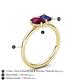 5 - Nadya Pear Shape Rhodolite Garnet & Emerald Shape Iolite 2 Stone Duo Ring 