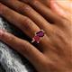 6 - Nadya Pear Shape Rhodolite Garnet & Emerald Shape Ruby 2 Stone Duo Ring 