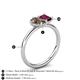 5 - Nadya Pear Shape Smoky Quartz & Emerald Shape Rhodolite Garnet 2 Stone Duo Ring 