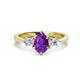 1 - Naomi 1.55 ctw Amethyst Pear Shape (9x7 mm) accented Natural Diamond Three Stone Women Engagement Ring 