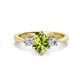 1 - Naomi 1.90 ctw Peridot Pear Shape (9x7 mm) accented Natural Diamond Three Stone Women Engagement Ring 