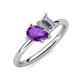 4 - Nadya Pear Shape Amethyst & Emerald Shape GIA Certified Diamond 2 Stone Duo Ring 