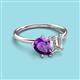 3 - Nadya Pear Shape Amethyst & Emerald Shape GIA Certified Diamond 2 Stone Duo Ring 