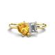 1 - Nadya Pear Shape Citrine & Emerald Shape GIA Certified Diamond 2 Stone Duo Ring 