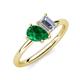 4 - Nadya Pear Shape Lab Created Emerald & Emerald Shape GIA Certified Diamond 2 Stone Duo Ring 