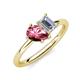 4 - Nadya Pear Shape Pink Tourmaline & Emerald Shape GIA Certified Diamond 2 Stone Duo Ring 