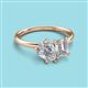 3 - Nadya Pear Shape GIA Certified Diamond & Emerald Shape Forever Brilliant Moissanite 2 Stone Duo Ring 
