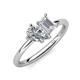 4 - Nadya Pear Shape GIA Certified Diamond & Emerald Shape White Sapphire 2 Stone Duo Ring 