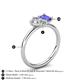 5 - Nadya Pear Shape GIA Certified Diamond & Emerald Shape Tanzanite 2 Stone Duo Ring 