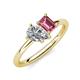 4 - Nadya Pear Shape GIA Certified Diamond & Emerald Shape Pink Tourmaline 2 Stone Duo Ring 