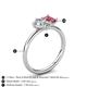 5 - Nadya Pear Shape GIA Certified Diamond & Emerald Shape Pink Tourmaline 2 Stone Duo Ring 