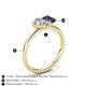 5 - Nadya Pear Shape GIA Certified Diamond & Emerald Shape Iolite 2 Stone Duo Ring 