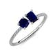 3 - Elyse 6.00 mm Cushion Shape and 7x5 mm Emerald Shape Lab Created Blue Sapphire 2 Stone Duo Ring 