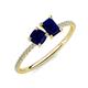 3 - Elyse 6.00 mm Cushion Shape and 7x5 mm Emerald Shape Lab Created Blue Sapphire 2 Stone Duo Ring 