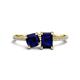 1 - Elyse 6.00 mm Cushion Shape and 7x5 mm Emerald Shape Lab Created Blue Sapphire 2 Stone Duo Ring 