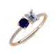 3 - Elyse 6.00 mm Cushion Shape Lab Created Blue Sapphire and 7x5 mm Emerald Shape Forever Brilliant Moissanite 2 Stone Duo Ring 