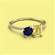 2 - Elyse 6.00 mm Cushion Shape Lab Created Blue Sapphire and 7x5 mm Emerald Shape Lab Created Yellow Sapphire 2 Stone Duo Ring 