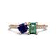 1 - Elyse 6.00 mm Cushion Shape Lab Created Blue Sapphire and 7x5 mm Emerald Shape Lab Created Alexandrite 2 Stone Duo Ring 
