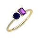 3 - Elyse 6.00 mm Cushion Shape Lab Created Blue Sapphire and 7x5 mm Emerald Shape Amethyst 2 Stone Duo Ring 