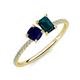 3 - Elyse 6.00 mm Cushion Shape Lab Created Blue Sapphire and 7x5 mm Emerald Shape London Blue Topaz 2 Stone Duo Ring 