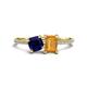 1 - Elyse 6.00 mm Cushion Shape Lab Created Blue Sapphire and 7x5 mm Emerald Shape Citrine 2 Stone Duo Ring 