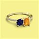 2 - Elyse 6.00 mm Cushion Shape Lab Created Blue Sapphire and 7x5 mm Emerald Shape Citrine 2 Stone Duo Ring 