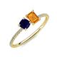 3 - Elyse 6.00 mm Cushion Shape Lab Created Blue Sapphire and 7x5 mm Emerald Shape Citrine 2 Stone Duo Ring 