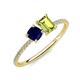 3 - Elyse 6.00 mm Cushion Shape Lab Created Blue Sapphire and 7x5 mm Emerald Shape Peridot 2 Stone Duo Ring 