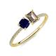 3 - Elyse 6.00 mm Cushion Shape Lab Created Blue Sapphire and 7x5 mm Emerald Shape Smoky Quartz 2 Stone Duo Ring 