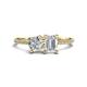 1 - Elyse 6.00 mm Cushion Shape Forever Brilliant Moissanite and 7x5 mm Emerald Shape White Sapphire 2 Stone Duo Ring 