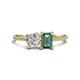 1 - Elyse 6.00 mm Cushion Shape Forever One Moissanite and 7x5 mm Emerald Shape Lab Created Alexandrite 2 Stone Duo Ring 