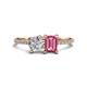 1 - Elyse 6.00 mm Cushion Shape Forever Brilliant Moissanite and 7x5 mm Emerald Shape Pink Tourmaline 2 Stone Duo Ring 