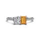 1 - Elyse 6.00 mm Cushion Shape Forever Brilliant Moissanite and 7x5 mm Emerald Shape Citrine 2 Stone Duo Ring 