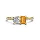 1 - Elyse 6.00 mm Cushion Shape Forever Brilliant Moissanite and 7x5 mm Emerald Shape Citrine 2 Stone Duo Ring 